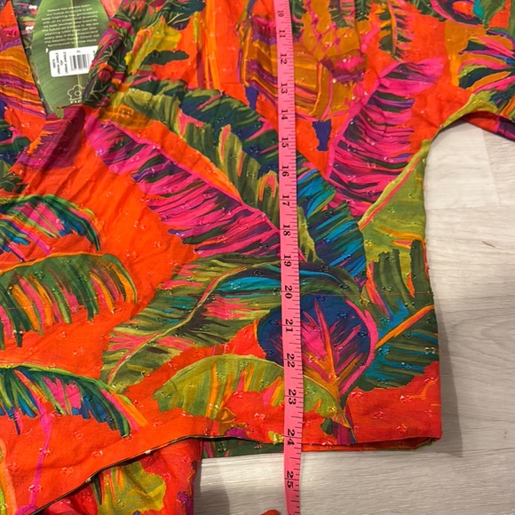 FARM Rio NWT Urban Jungle Colorful  Print Tie-Front Blouse. - Picture 11 of 12